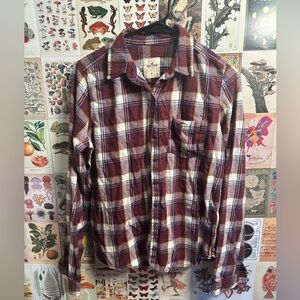 Medium Hollister Burgundy Plaid shirt. Great condition